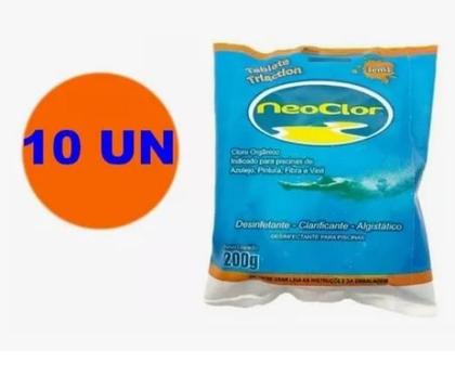 Imagem de Kit 10 Pastilhas De Cloro 3 Em 1 200g Para Piscinas