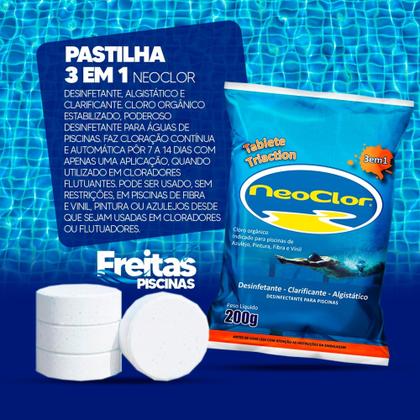 Imagem de Kit 10 Pastilhas De Cloro 3 Em 1 200g Para Piscinas NEOCLOR