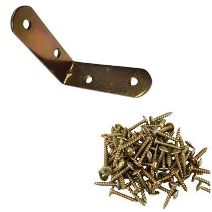 Imagem de Kit 10 pç Cantoneira L Reforço Moveis 60x60 + 200 Parafusos