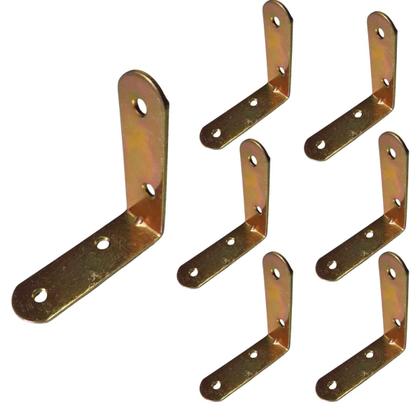 Imagem de Kit 10 pç Cantoneira L Reforço Moveis 60x60 + 200 Parafusos