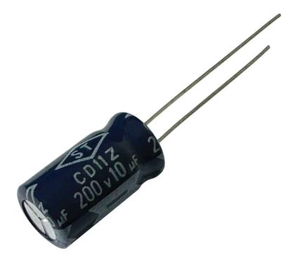 Imagem de KIT 10 PÇS CAPACITOR ELETROLITICO 10X200V - 10UF X 200V 105º