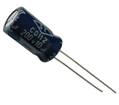 Imagem de KIT 10 PÇS CAPACITOR ELETROLITICO 10X200V - 10UF X 200V 105º