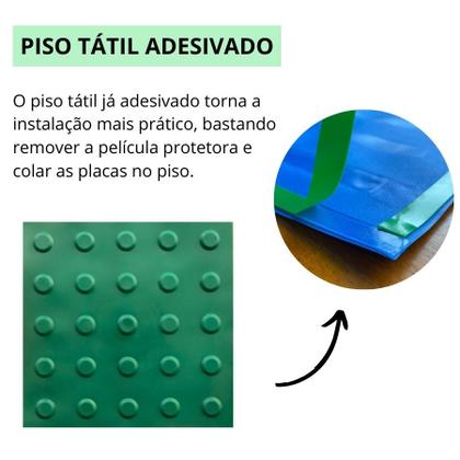 Imagem de KIT 10 PÇS PISO TÁTIL PVC 25x25 ALERTA VERDE ADESIVADO