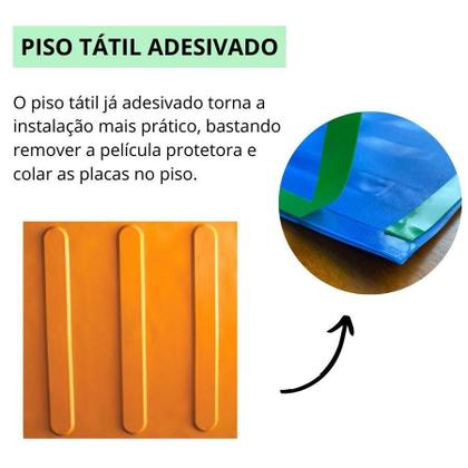 Imagem de Kit 10 Pçs Piso Tátil Pvc 25X25 Direcional Amarelo Adesivado