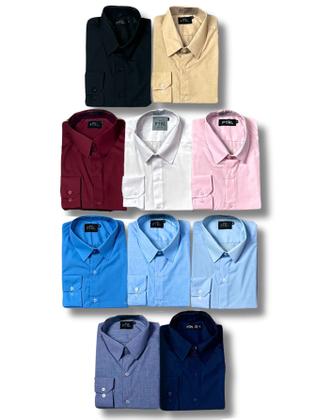 Imagem de KIT 10 peças - Camisa Social Manga Longa Slim e Tipo Linho (sem cinza)