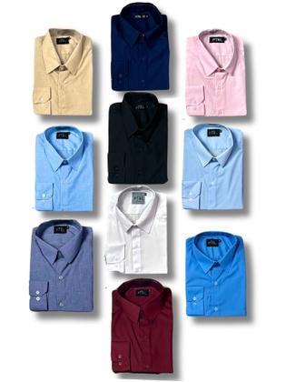 Imagem de KIT 10 peças - Camisa Social Manga Longa Slim e Tipo Linho (sem cinza)