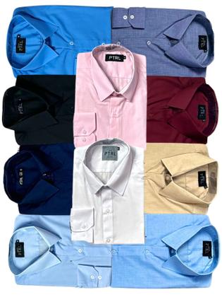 Imagem de KIT 10 peças - Camisa Social Manga Longa Slim e Tipo Linho (sem cinza)