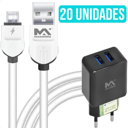 Imagem de Kit 10 Peças Com Carregador Cabo De Dados Carregamento 3.1 Micro Usb V8 Fonte Turbo Rapido 