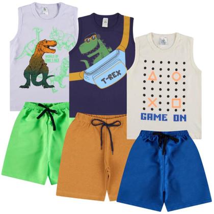 Imagem de Kit 10 Peças de Conjunto Regata para bebê menino Kit 5 de Conjunto bebê Regata Infantil para Menino verão