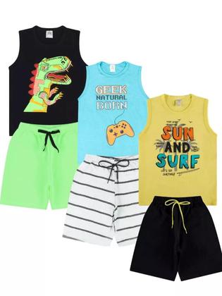 Imagem de Kit 10 Peças de Conjunto Regata para Meninos ou Kit 5 de Conjunto Regata Infantil para Menino verão