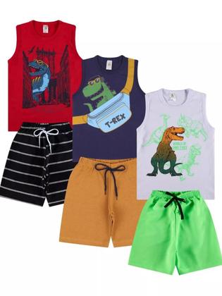Imagem de Kit 10 Peças de Conjunto Regata para Meninos ou Kit 5 de Conjunto Regata Infantil para Menino verão