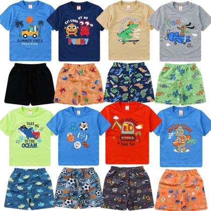 Imagem de Kit 10 Peças de Roupa Infantil Menino 5 Conjuntos de Verão Sortido