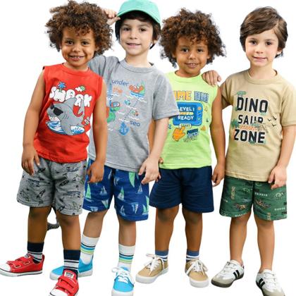 Imagem de Kit 10 Peças de Roupa Infantil Menino 5 Conjuntos de Verão Sortido