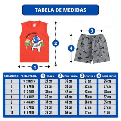 Imagem de Kit 10 Peças de Roupas Infantil e Juvenil Menino - 5 Regatas + 5 Bermudas