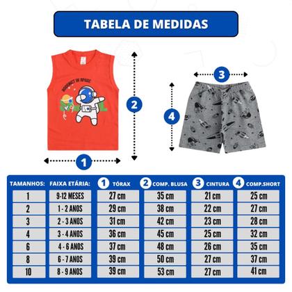 Imagem de Kit 10 Peças de Roupas Infantil e Juvenil Menino - 5 Regatas + 5 Bermudas