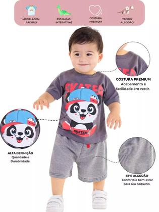 Imagem de Kit 10 Peças de Roupas para bebê Menino 5 Camisetas 5 Bermudas Kit com 5 Conjuntos Infantil Verão para Menino Bebê dias quentes