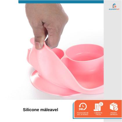 Imagem de Kit 10 Peças Introdução Alimentar Infantil Copo Prato Babador Talheres Tigela Desmame Treinamento Transição Silicone Livre de BPA Antiderrapante