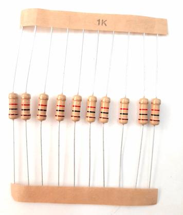 Imagem de Kit 10 Peças Resistor Filme de Carbono 1K 1/2W 5%