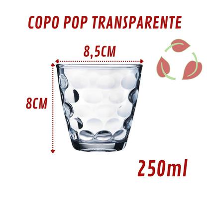 Imagem de Kit 10 Peças Transparente Copos Vidro Redondo Bangkok 250ML