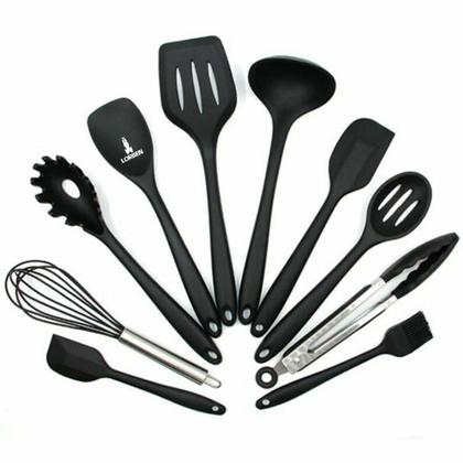 Imagem de Kit 10 Peças Utensílios Lorben Cozinha Antiaderente Silicone GT6058