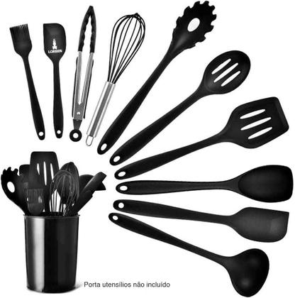 Imagem de Kit 10 Peças Utensílios Lorben Cozinha Antiaderente Silicone GT6058