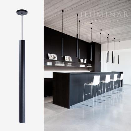 Imagem de Kit 10 Pendente Tubo Preto 50cm Canopla 6cm