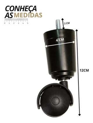 Imagem de Kit 10 Pés Cônico De Cama Box Preto 8x2 Com Bucha Americana E Rodinha 12cm Preto Casal Queen King
