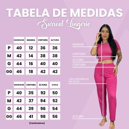 Imagem de Kit 10 Pijamas Cropped Estampado e Calça Lisa Confortável Adulto Moda Noturna Roupa de Dormir