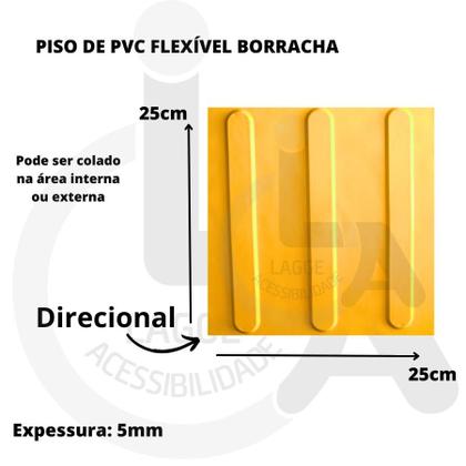 Imagem de KIT 10 PISO TÁTIL DIRECIONAL PVC 25x25 + 1 COLA 750G