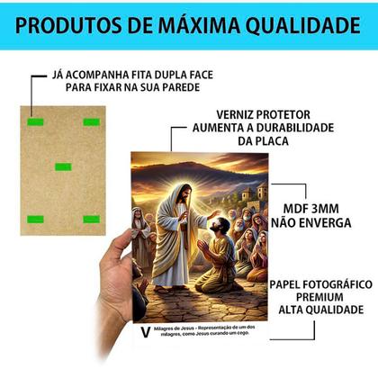 Imagem de Kit 10 Placa Decorativa A Vida de Jesus Cristo Tam. 21x29,7cm em MDF