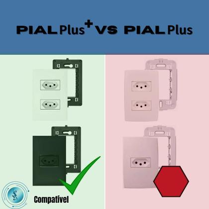 Imagem de Kit 10 Placa/Espelho 4X2 2 Modulo Branco Pial Plus+ 618506BC