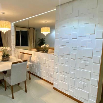 Imagem de Kit 10 Placas 3D Efeito Gesso Decorativo 50X50cm Varios Modelos Revestimento PVC Auto Relevo