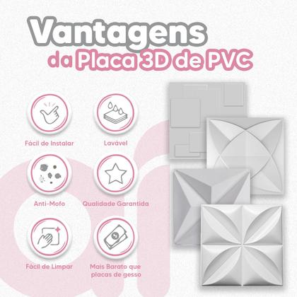 Imagem de Kit 10 Placas 3D Efeito Gesso Decorativo 50X50cm Varios Modelos Revestimento PVC Auto Relevo