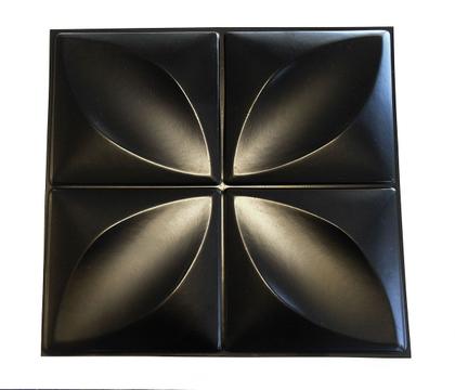 Imagem de Kit 10 Placas 3d Preta Decorativa Pétalas Flor Revestimento Autocolante Plástico PVC Auto Relevo