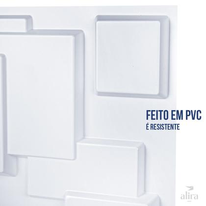 Imagem de Kit 10 Placas 3D Revestimento em PVC - Modelo Retângulos - Branco - 50x50cm