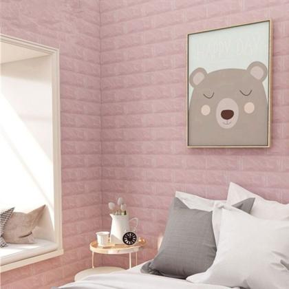 Imagem de Kit 10 Placas 3D Tijolo Rosa 70x77 Adesivo Autocolante Decoração Quarto Sala Banheiro