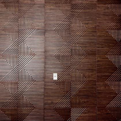 Imagem de Kit 10 Placas 50x50cm 3D Ripado Abstrato Estilo Madeira Decorativa Revestimento Plástico PVC Auto Relevo