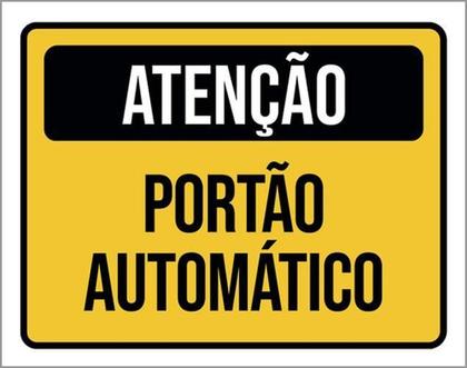 Imagem de Kit 10 Placas Amarela -Atenção Portão Automático 36X46