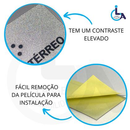 Imagem de Kit 10 placas braile autoadesiva 10x3cm corrimão 7andar