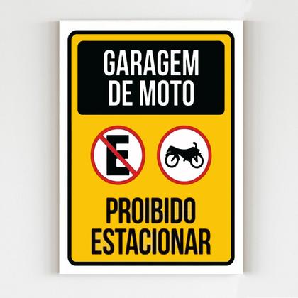 Imagem de Kit 10 Placas de aviso garagem de moto proibido estacionar