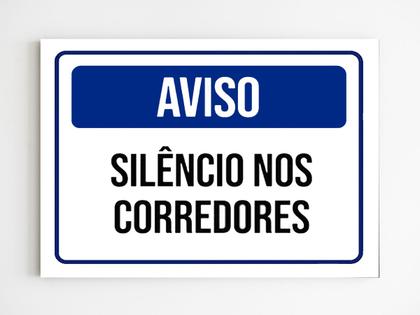 Imagem de Kit 10 Placas de sinalização aviso silêncio nos corredores