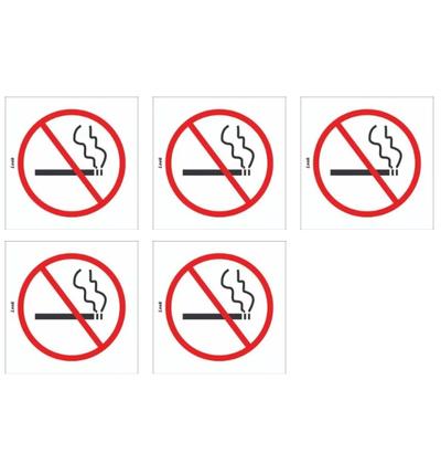 Imagem de Kit 10 Placas de Sinalização Proibido Fumar com Etiquetas - Placas em PS (Poliestireno) para Uso Interno e Externo