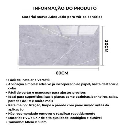 Imagem de Kit 10 Placas Decorativa Parede Efeito Mármore Autocolante