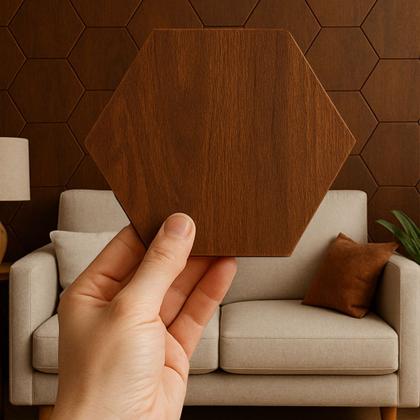 Imagem de Kit 10 Placas Hexagonal Decoração De Parede 3D Hexágonos Uv Autocolante