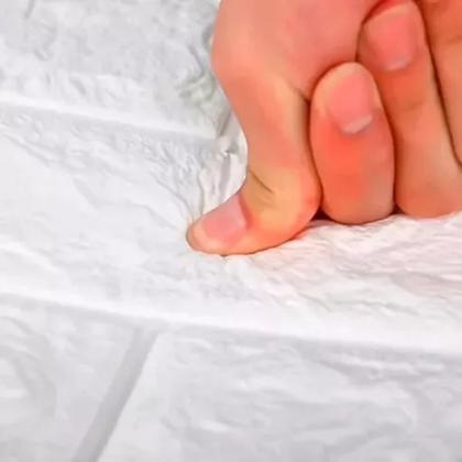 Imagem de Kit 10 Placas Painel 3D Revestimento Tijolinho Branco Auto Adesivo 70x77cm