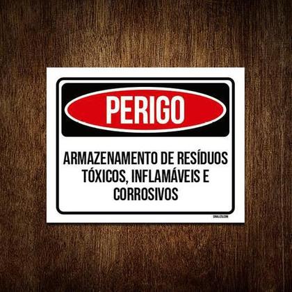 Imagem de Kit 10 Placas Perigo Armenamento Tóxicos Inflamáveis