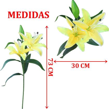 Imagem de Kit 10 Plantas Artificiais Enfeite Lírio Amarelo Jardim 73cm