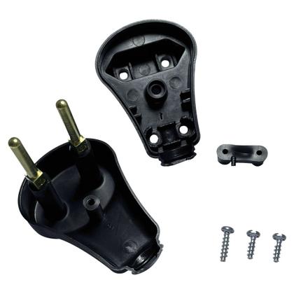 Imagem de Kit 10 Plugue 127v e 250v 2p 10A Nbr Preto Prensa Cabo 90º Pino Macho