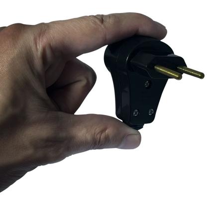 Imagem de Kit 10 Plugue 127v e 250v 2p 10A Nbr Preto Prensa Cabo 90º Pino Macho