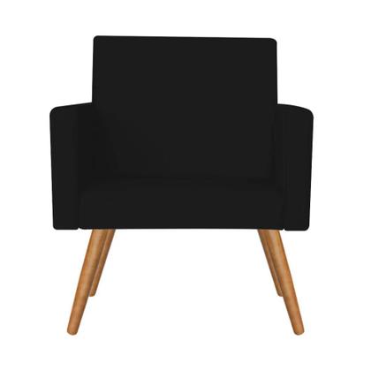 Imagem de Kit 10 Poltrona Cadeira Nina Decorativa Recepção Sala De Estar material sintético Preto - DAMAFFÊ MÓVEIS